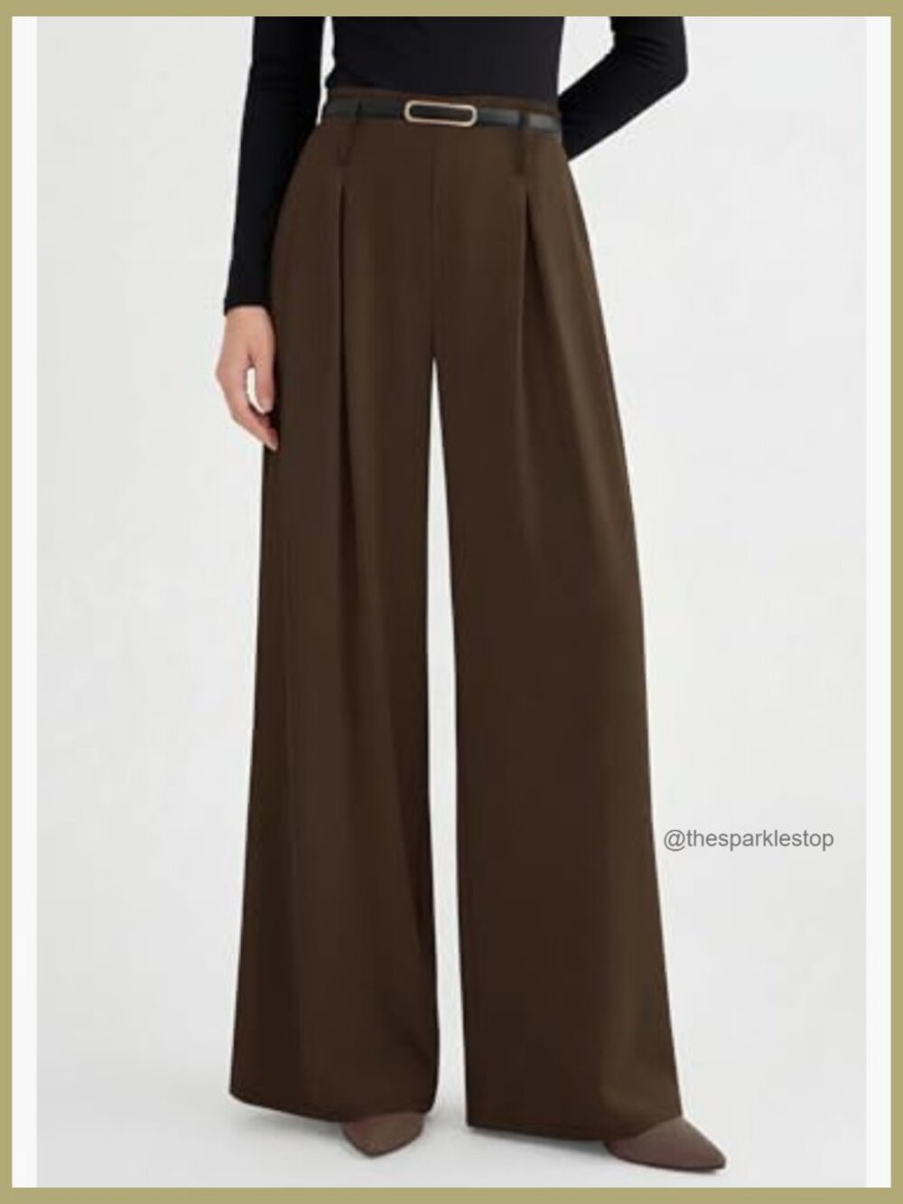 Wide Leg Pleated High Waisted Dress Pants Elastic Waist Palazzo Slacks - Picture 5 of 7